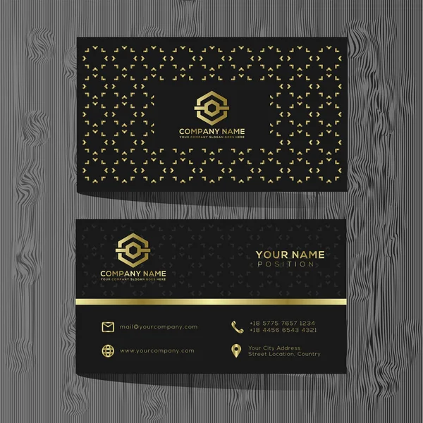 Luxury Elegant Black Gold Business Cards Template Black Background — Stock Vector