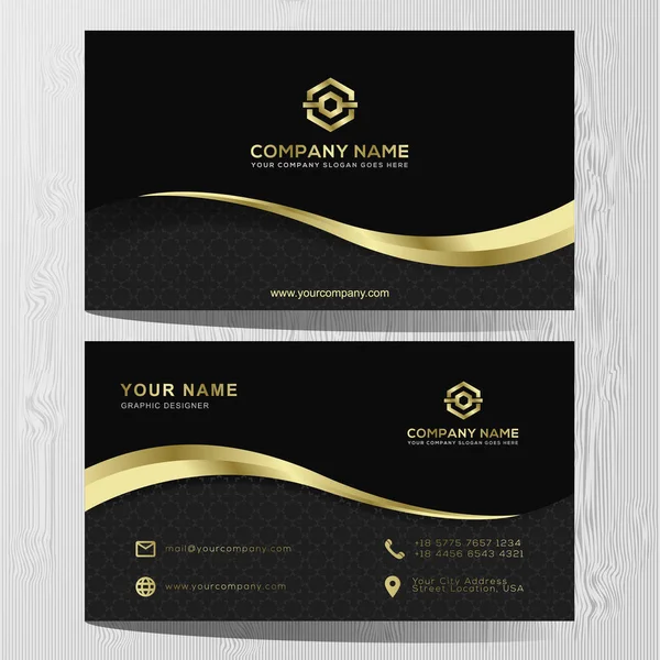 Luxury Elegant Black Gold Business Cards Template Black Background — Stock Vector