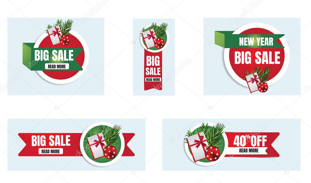 New year objects sale banner concepts