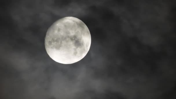 Lune Dans Ciel Nocturne Nuageux Gros Plan Vidéo — Video