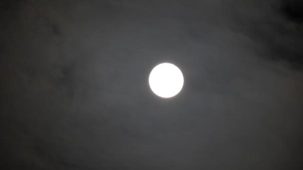 Moon Cloudy Night Sky Close Video — Stock Video