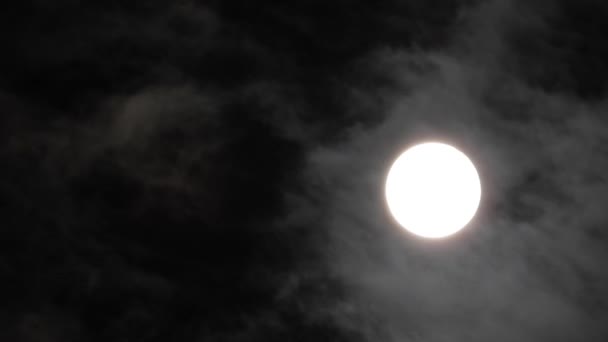 Moon Cloudy Night Sky Close Video — Stock Video