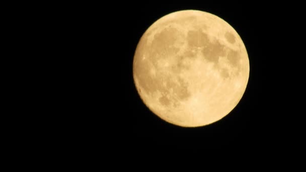 Maan Met Wolken Die Bewegen Hemel Close Video Bij Nacht — Stockvideo