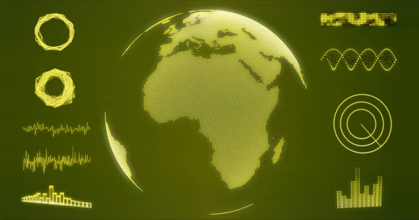 Ologramma Astratto Del Globo Wireframe Earth Con Europa Africa Mappa — Foto Stock