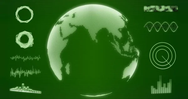 Abstrakcja Szkielet Earth Globe Hologram Indii Mapę Zielonym Tle Renderowania — Zdjęcie stockowe