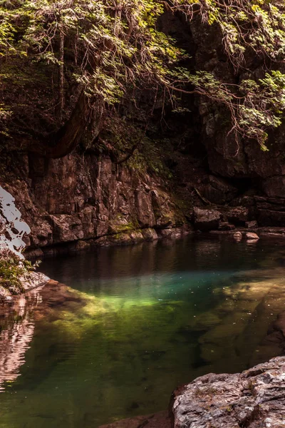 Riverside yeşil tonları ve muhteşem su Akame, relections ve parlak aura ile fotoğrafın ana temasıdır