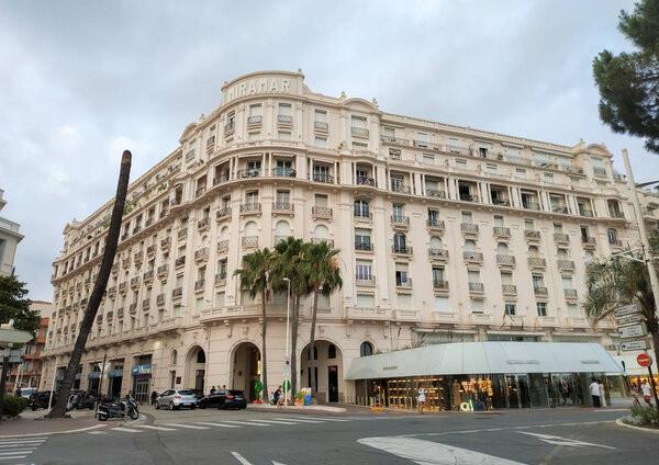 Cannes, France - June 27, 2018: Luxury hotel Miramar. Located on the famous La Croisette. Built in the early 1900s as a luxury hotel.