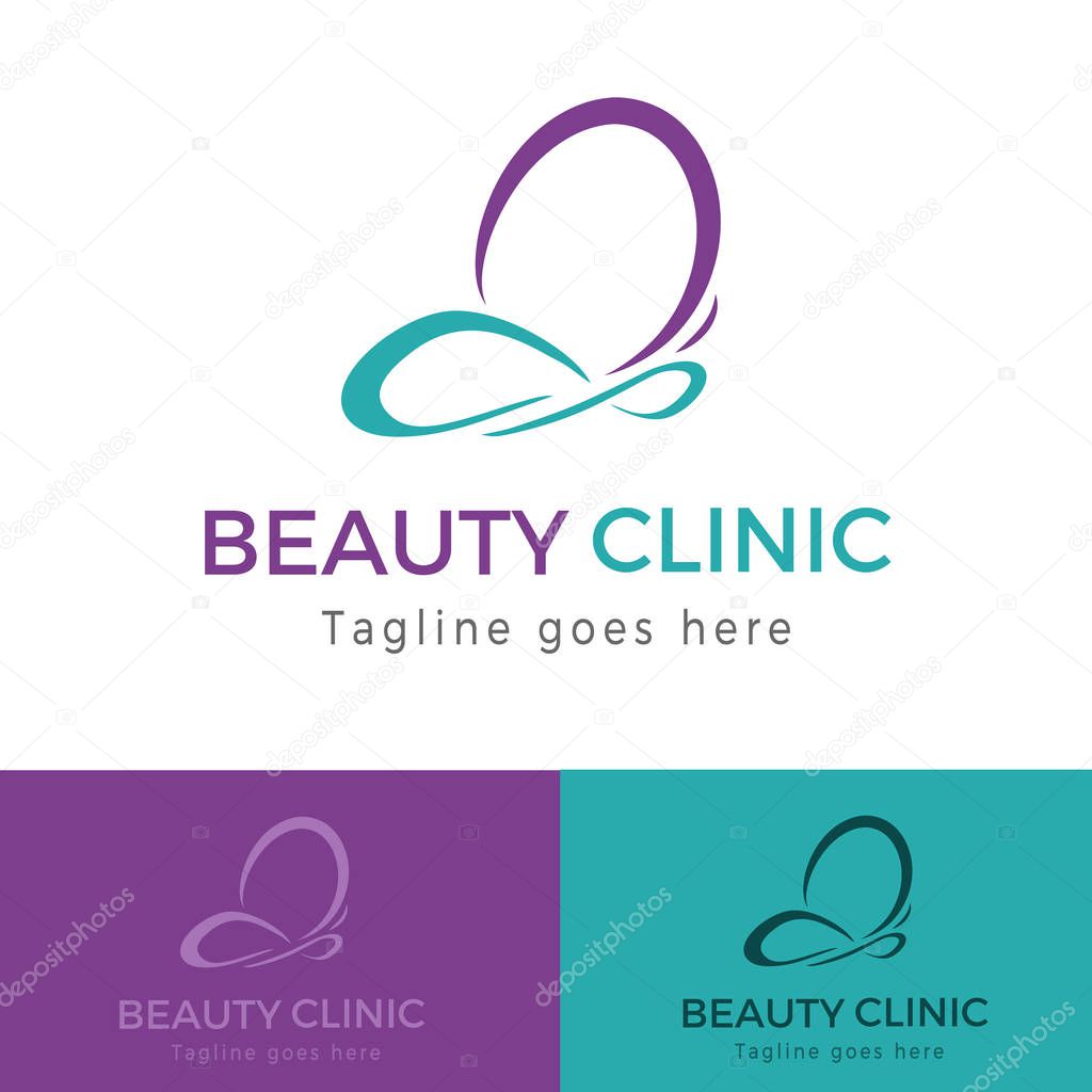 Elegant Purple And Teal Butterfly Beauty Clinic Brand Logo