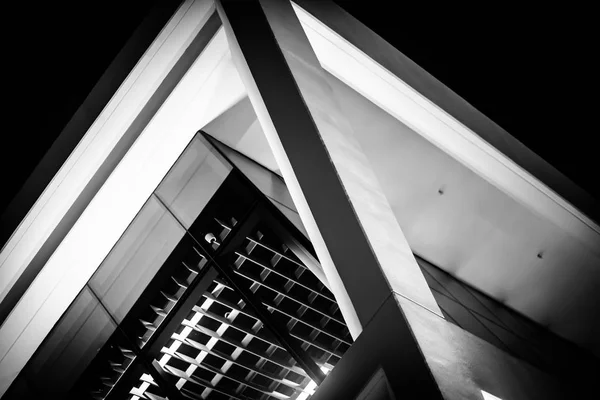 Corner Of Modern Black And White Building At Night