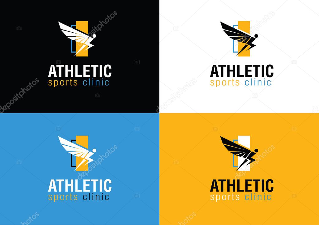 Modern Bold Athletic Sports Clinic Branding Logo With Wing Symbol