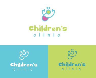 Çocuk doktoru Çocuk Sağlığı Hastanesi simgesini stetoskop gülümseyen sevimli parlak