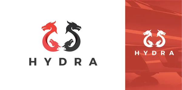 Hydra Dragon sembol simge siyah ve kırmızı modern silüeti