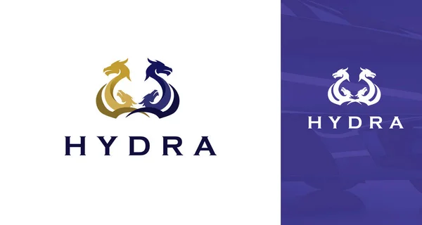 Hydra Dragon Sembol Modern Altın Mor Silüeti — Stok Vektör