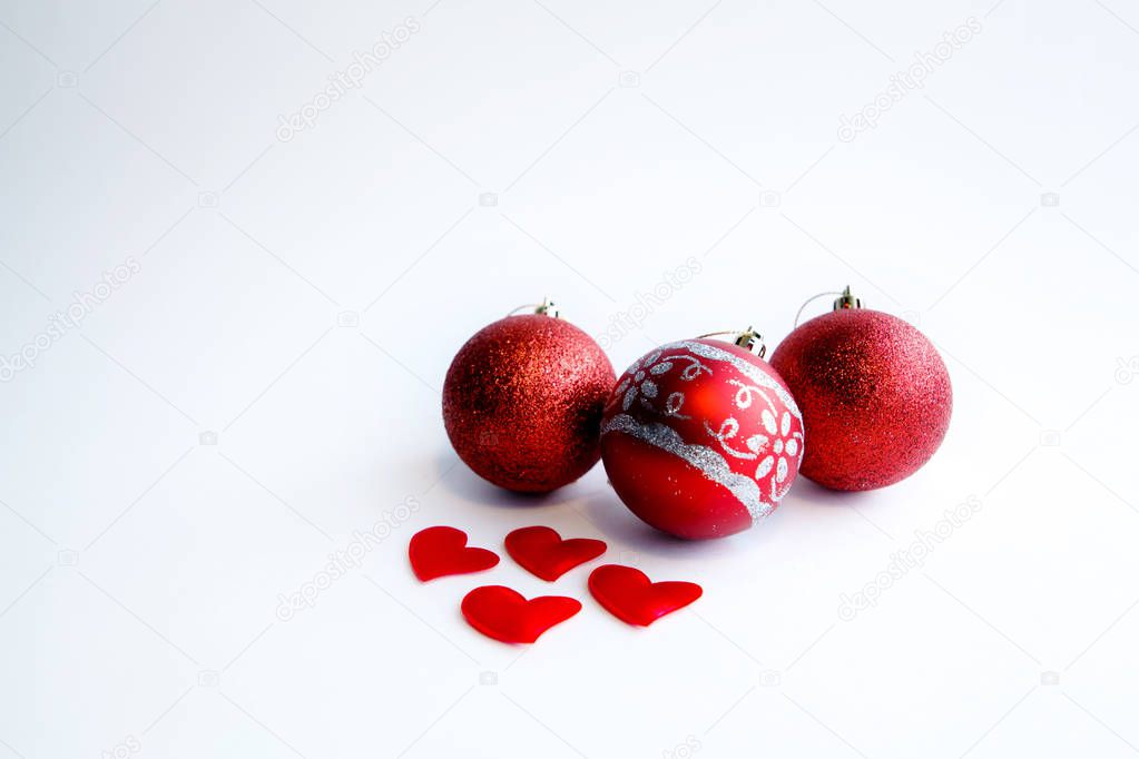 Christmas balls red isolated on white background