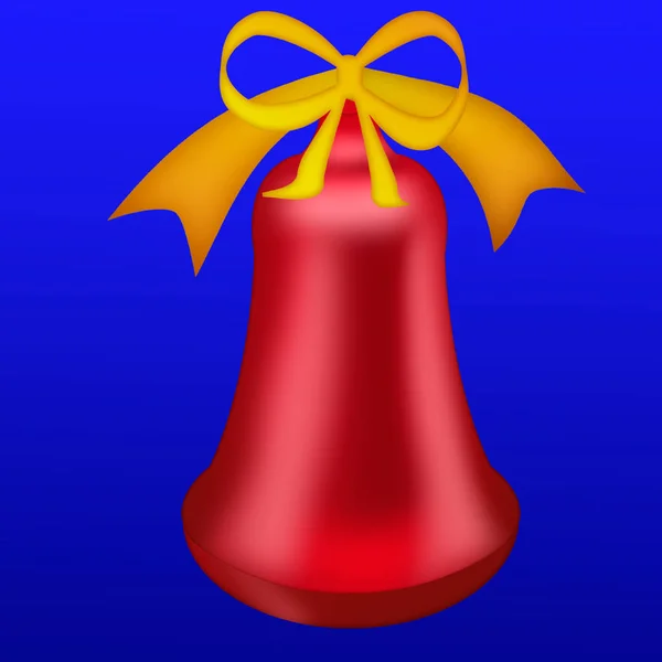 Isolated Red Christmas Bell Toy Blue Background — Stock Photo, Image