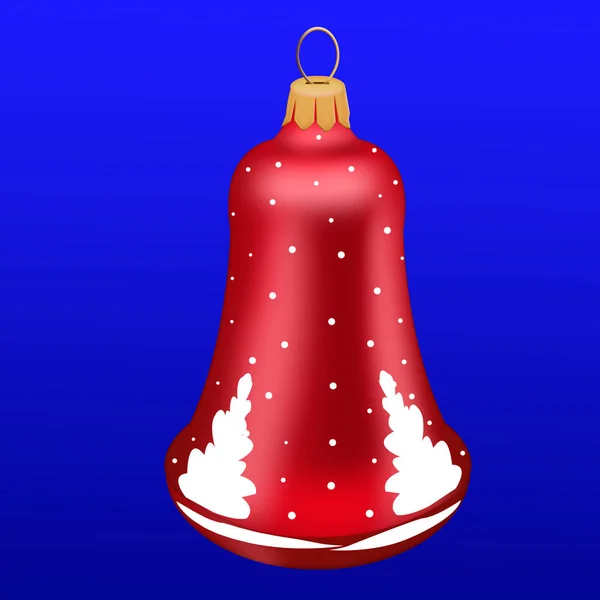 Jouet Isolé Cloche Noël Rouge Sur Fond Bleu — Photo