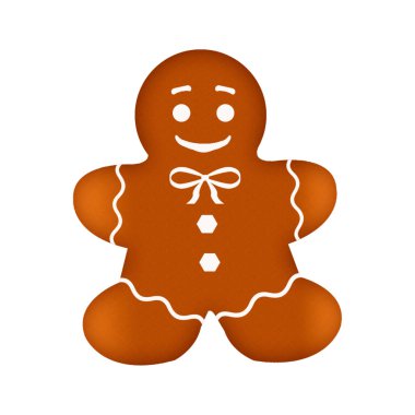 Beyaz bir arka plan üzerinde izole Noel kurabiye. Noel gingerbread çizimi.