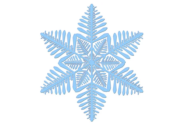 Floco Neve Azul Isolado Fundo Branco Ilustração Flocos Neve — Fotografia de Stock