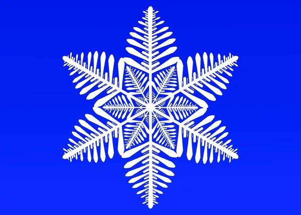 Vereinzelt Weiße Schneeflocke Auf Blauem Hintergrund Illustration Von Schneeflocken — Stockfoto