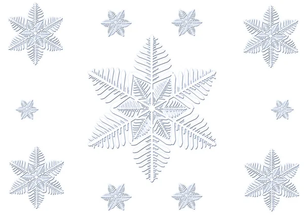 Изолированные Белые Снежинки Белом Фоне Иллюстрация Снежинок — стоковое фото