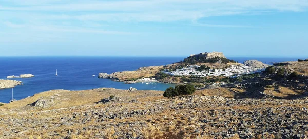 Vista Lindos Isla Rodas Países Bajos — Foto de Stock