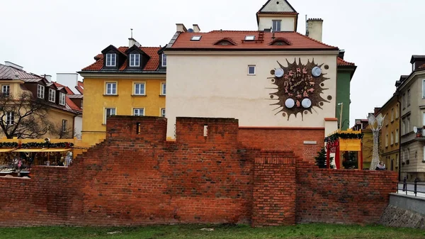 Ruas Varsóvia Com Belas Casas Viajar Para Varsóvia Polônia Inverno — Fotografia de Stock