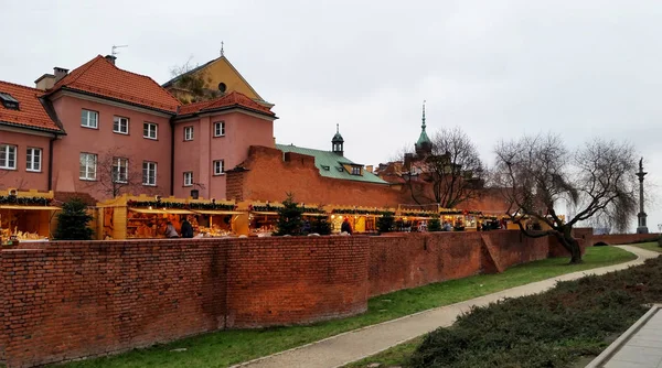 Ruas Varsóvia Com Belas Casas Viajar Para Varsóvia Polônia Inverno — Fotografia de Stock