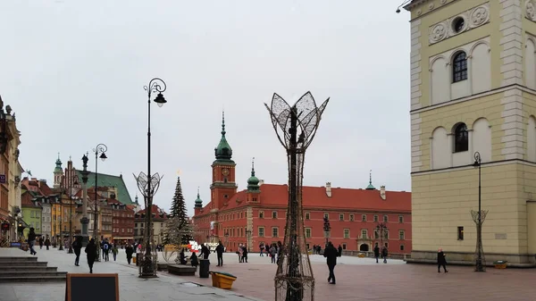 Las Calles Varsovia Con Hermosas Casas Viajar Varsovia Polonia Invierno — Foto de Stock