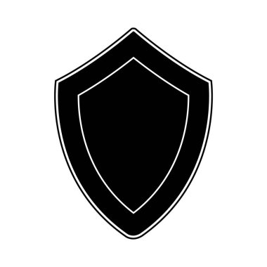 Beyaz arka planda siyah izole kalkan. Kalkan vektör Illustration. Amblem, sembol, kalkan kutsal kişilerin resmi