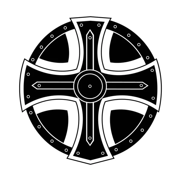 Escudo Redondo Aislado Sobre Fondo Blanco Ilustración Vectorial Escudo Negro — Vector de stock