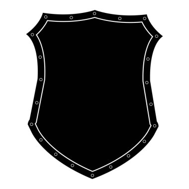 Beyaz arka planda siyah izole kalkan. Kalkan vektör Illustration. Amblem, sembol, kalkan kutsal kişilerin resmi