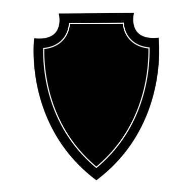 Beyaz arka planda siyah izole kalkan. Kalkan vektör Illustration. Amblem, sembol, kalkan kutsal kişilerin resmi