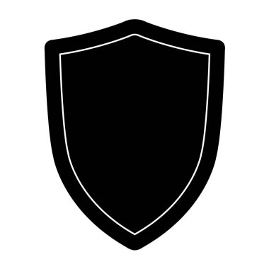 Beyaz arka planda siyah izole kalkan. Kalkan vektör Illustration. Amblem, sembol, kalkan kutsal kişilerin resmi