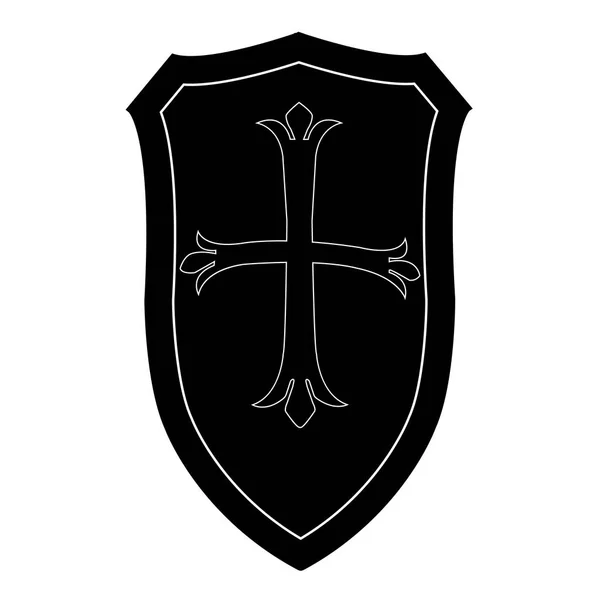 Isolerad Svart Sköld Vit Bakgrund Vektorillustration Skölden Emblem Symbol Sköldikonen — Stock vektor