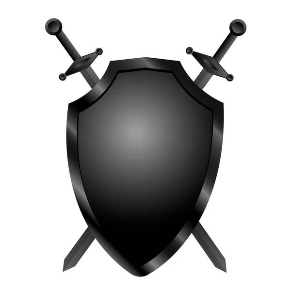 独立的盾牌和白色背景上的两把剑 盾牌和剑的向量例证 盾牌图标 — 图库矢量图片
