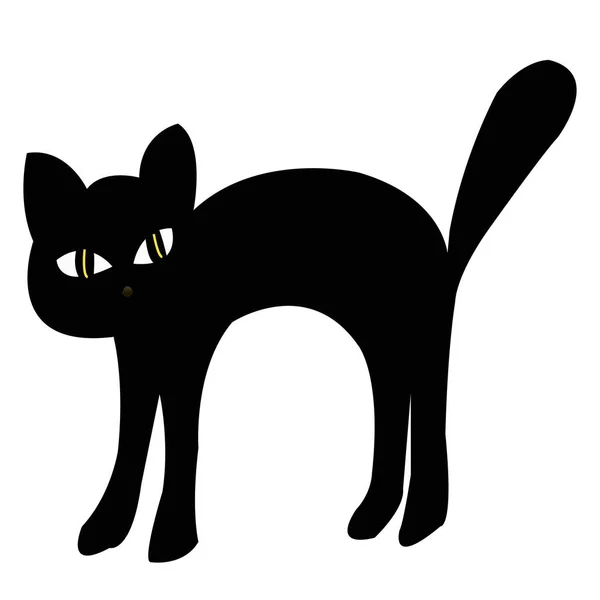 Иллюстрация Черной Кошки Черная Кошка Белом Фоне — стоковое фото