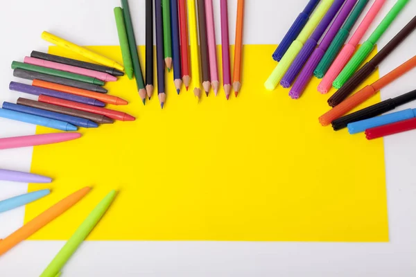 Childrens School Office Supplies Table Selective Focus Small Depth Field — Stock Photo, Image