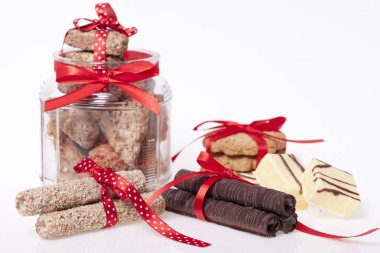 çikolata ve bir çerez olarak bir incelik ve süslemeleri, seçici odak ve küçük alan derinliği