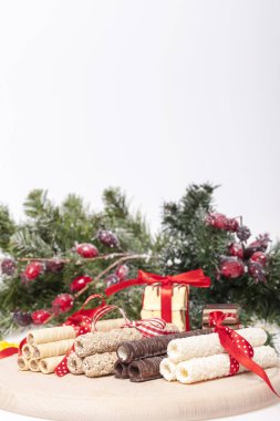 çikolata ve bir çerez olarak bir incelik ve süslemeleri, seçici odak ve küçük alan derinliği