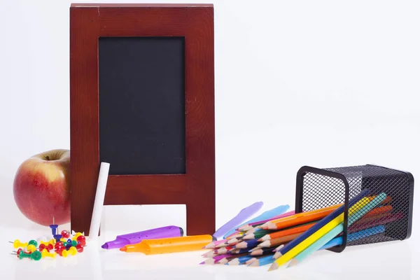 Childrens School Office Supplies Table Selective Focus Small Depth Field Stock Image