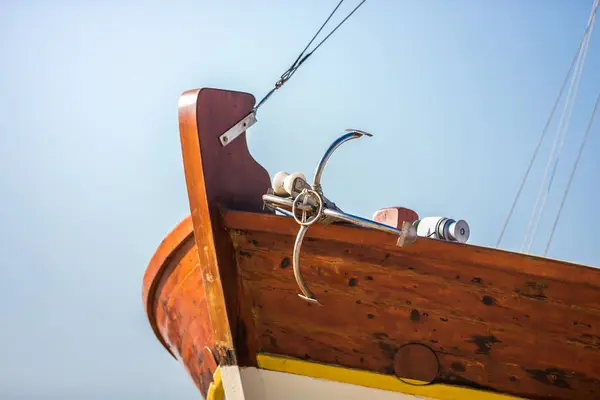 Barcos Madeira Tradicionais Âncora Detalhe Espaço Cópia — Fotografia de Stock