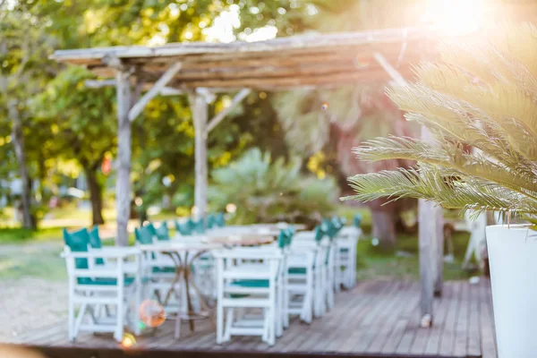 Verão Vazio Café Livre Ilha Tropical Inflação Lente — Fotografia de Stock