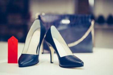 Koyu mavi zarif yüksek topuk kadın ayakkabı Shot, kadın pur ile