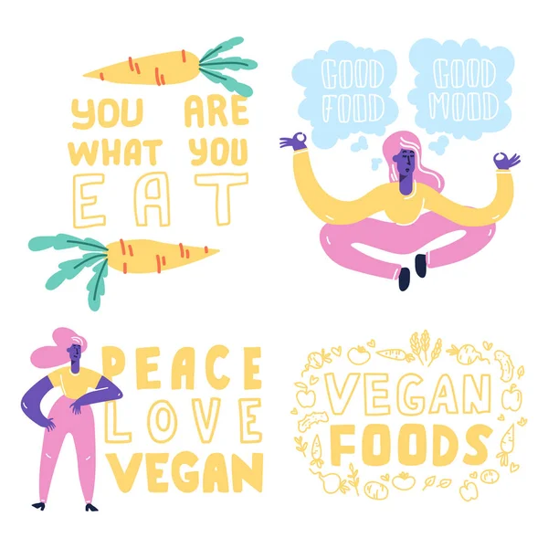 Vektorvegane Zeichen Vegane Lebensmittel Pflanzliche Vegane Ernährungssymbole Veganer Slogan Für — Stockvektor