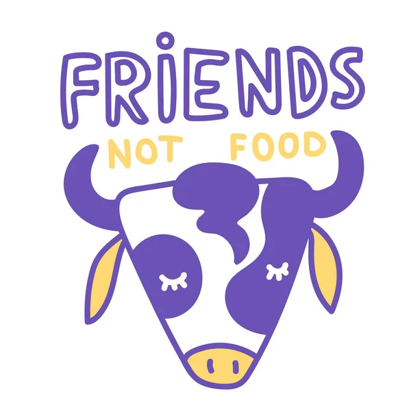 Sad Cow Friends Food Vector Elements Labels Logos Badges Stickers — Stock Vector