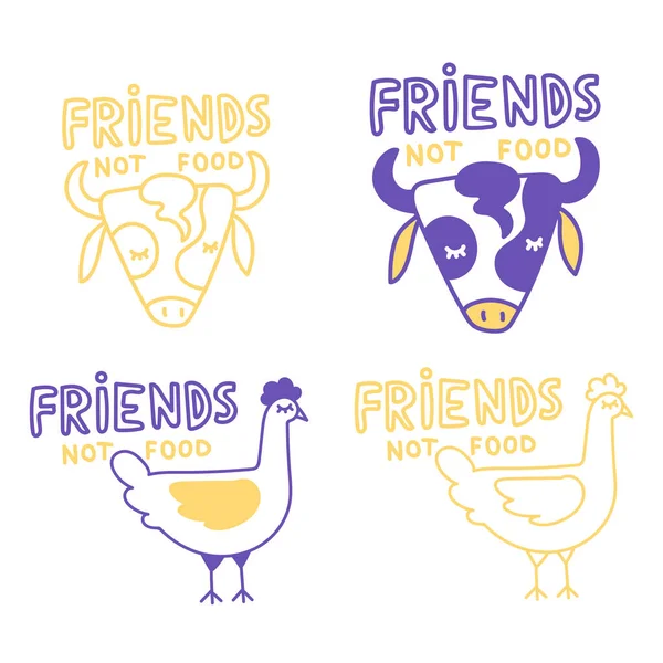 Vänner Inte Mat Vektorelement För Etiketter Logotyper Märken Klistermärken Eller — Stock vektor