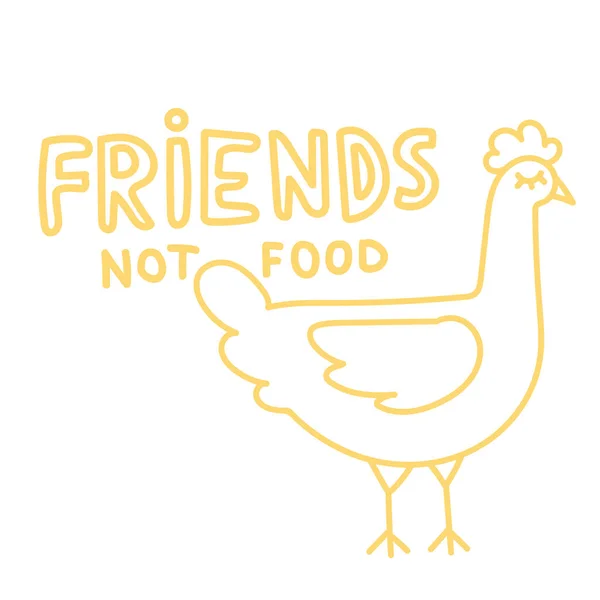 Sad Chicken Friends Food Vector Elements Labels Logos Badges Stickers — Stock Vector