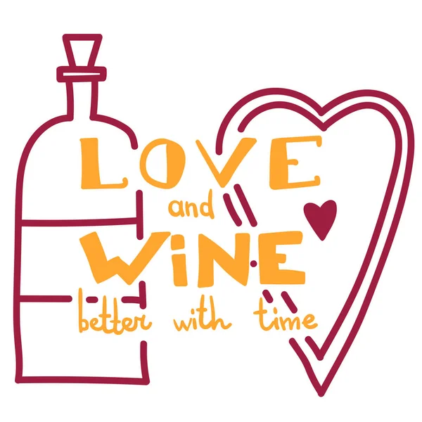 Временем Любовь Вино Становятся Лучше Плоская Векторная Иллюстрация Тему Вина — стоковый вектор