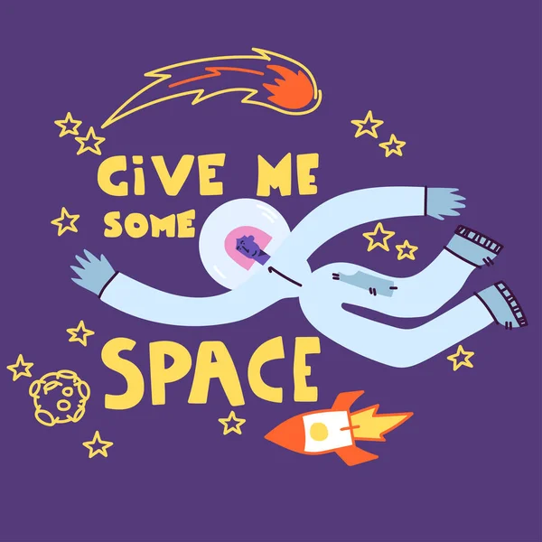 Give Some Space Astronaut Girl Travels Space Cartoon Background Vector — Stock Vector