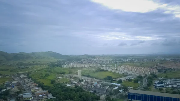 Beautiful Aerial Image Mountain Countryside City Background — Stock Photo, Image